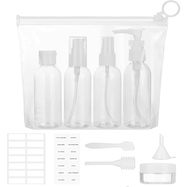 YIIMER Reiseflaschen TSA-zugelassen – 85 Ml, Auslaufsicher, Mit Etiketten, Transparente Tasche, 4 Farben