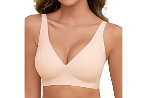 Reggiseno Senza Ferretto Ganado Donna – Scollo A V, Bralette Push Up Senza Cuciture, Beige Taglia 3XL, Con Supporto In Silicone A W - 2