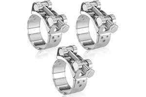 Riisoyu 3 Piece Stainless Steel Joint Bolt Clamp, 52-55 mm, Exhaust Clamp, Joint Bolt Clamps, Stainless Steel 304 Hose Clamps, Clamping Range for Use on Exhaust Hose, Water Pipe Attachment