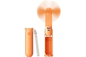 JISULIFE Mini-Handventilator, 3-in-1 USB wiederaufladbarer tragbarer Ventilator [12–19 Betriebsstunden] mit Powerbank, Taschenlampe, Taschen-Design für Reisen/Sommer/Konzerte/Lash-Behandlung