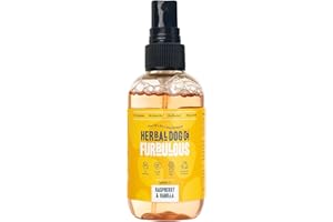 Herbal Dog Co Natural Deodorising Spray for Dogs & Puppies - Raspberry & Vanilla, 100ml - Dog Grooming Dog Perfume & Conditioner - Hypoallergenic, Vegan, Made in UK