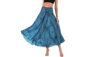 Adigaber Womens 2in 1 Vintage Maxi Skirt Floral Print Bohemia High Waist Summer Long Dresses Elegant A-Line Skirt for Party Beach Photos