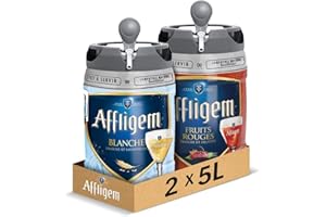 Affligem - Pack de 2 Fûts 5L - Affligem Blanche 4,8°, Fruits Rouges 5,2° - Compatible Tireuse BeerTender, Utilisable sans Machine à Bière - Idée Cadeau