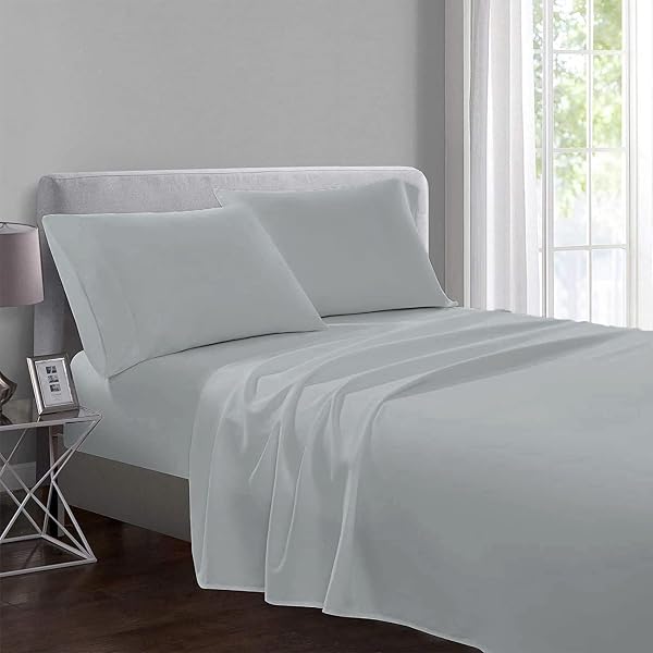 FLCA Microfiber Queen Flat Sheet - Ultra Soft, Wrinkle & Stain Resistant Bed Sheet (Gray, Twin-2 Pack) - View #7