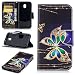 Produktbild lotuslnn PU Ledertasche für Samsung Galaxy J3 2017 (Europäische Version), Flip Wallet Cover Case Schutzhülle mit Standfunktion und Kartenfach, Golden Butterflies, Samsung J3 2017(European Version)