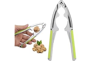 Tokaneit Antiscivolo Pinze per Noci,Tagliavite Pinze per Noci,Schiaccianoci Acciaio Inox,Nut Sheller Tool,Sgusciatore Multifunzionale per Noci,Schiaccianoci Clip con Manico in Silicone Verde