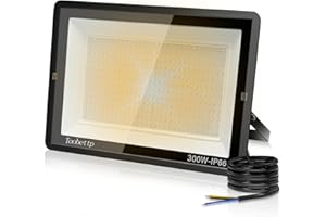 toobettp 300W Foco LED Exterior, 30000LM Focos Led un Alto Brillo de 3500K Blanco Cálido, IP66 Impermeable Aplique Pared para Garaje Jardín Patio Parque