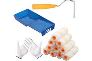 LAMEK 10 Pcs Kit Rodillos De Pintura Cepillo de Rodillo Mini Rodillo de Pintura Antigoteo Pequeño Rodillos Pintar Kit de Herramientas para Pared Casa Jardín Suelo Techo Puerta