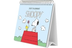 Grupo Erik Peanuts Snoopy Desk Calendar 2027 UK - Gifts, Merchandise | Official Snoopy Calendar 2027 | 12 Month Desktop Calendar 2027 Month to View, Weekly Desk Planner