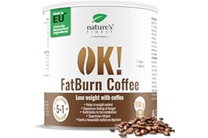 ‎NATURE'S FINEST BY NUTRISSLIM Nature's Finest by Nutrisslim OK! Fatburn Coffee: Instant Kaffee Pulver mit L-Carnitin, Guarana und Holunder - Idealer Abnehmen Kaffee und Natürlicher Energy Drink, Veganer Kaffee, Glutenfrei