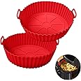 XIILSIE Air Fryer Silicone Pot, 2 Pcs Air Fryer Silicone Liners Food Safe Non Stick Air fryers Basket Oven Accessories, Reusable Replacement of Flammable Parchment Liner Paper Fits 3QT - 5QT Air Fryer