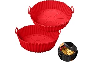 XIILSIE Air Fryer Silicone Pot, 2 Pcs Air Fryer Silicone Liners Food Safe Non Stick Air fryers Basket Oven Accessories, Reusable Replacement of Flammable Parchment Liner Paper Fits 3QT - 5QT Air Fryer