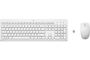 HP 230 Pack Teclado y ratón inalámbrico - Receptor USB-A, Silencioso, Bateria Larga duración, Ratón 1600 dpi - Windows, Mac, PC, Ordenador portátil - Disposición QWERTY español - Blanco