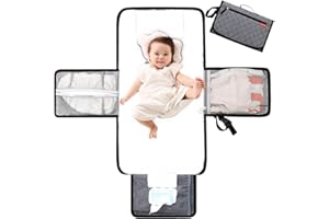Lekebaby Cambiador Portátil y Plegable para Bebé – Alfombrilla de Cambio Ligera e Impermeable con Bolsillo para Toallitas, Ideal para Viaje y Salida
