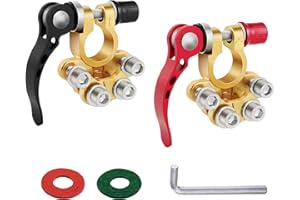Jiaxitek 2 Piece Battery Terminal Connector, 4Way Quick Release Positive and Negative Automotive Battery Terminals for SAE/JIS Type A Terminal Block Boats, Cars, Vans and Trucks (gold)