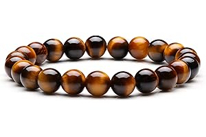MAYTING Bracelet de Méditation en Pierre Oeil de Tigre - Bracelet Reiki élastique pour Hommes et Femmes du Mauvais Esprit