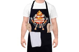 SOSPIRO Grembiule Barbecue Grembiule da Cucina con 2 Tasche Impermeabile Grembiule Grigliare Grembiule da Cucina da Uomini Donna Regalo per Papà Cuoco Chef Regolabile