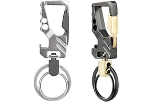 SLFYEE 2pcs Mosqueton Llavero Abrebotellas Cerveza Llavero con Apertura de Botella de Cerveza Resistentes Llaveros Metálicos para Llaves de Coche con Mosquetón