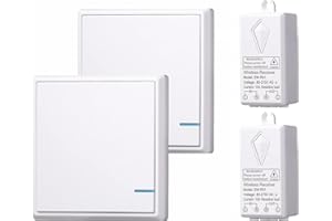 Lancoon Wireless Light Switch and Receiver Kit, Remote Control Wall Switch No WiFi No Wiring Required 30M Range for Home Indoor Outdoor Lighting Ceiling Lights Lamps LEDs Fans