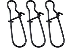 Alwonder Lot de 50 Agrafe Double en Noir Pêche Double Snap Fabriqué en INOX Permettent Changer Montages ou Leurres Facilement et Êviter Les Vrillages de Ligne