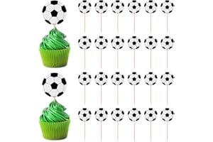 AOMIGT Cupcake Wrappers Toppers,Décorations de Cupcake en Papier,24Pcs Decoration Gateau Foot,Décoration pour Cupcakes,Cake Topper Football,pour Enfant Fête D'anniversaire Décorations Fournitures