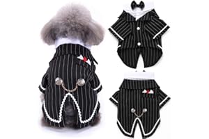 DENTRUN Costume elegante con papillon per cani, per matrimoni, Halloween, compleanno, cosplay, vestiti formali per cani di taglia piccola e media taglia