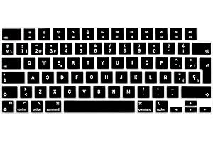 Arisase Funda de teclado de silicona ultrafina para MacBook Pro 2023 de 16 pulgadas/Pro de 14 pulgadas con chip M3/M3 Pro/M3 Max, accesorios de protección suave, diseño UE/Reino Unido (español)