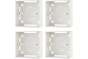 rhinocables 32mm Ethernet Back Box for Faceplates | Surface-Mounted Pattress Wall Box | Fits Single Gang RJ45 Wall Plate for CAT5e & CAT6 Network Sockets | Durable Plastic with Brass Ports (4 Pack)