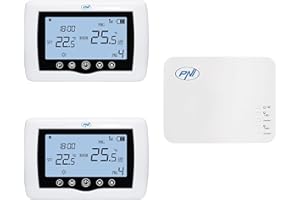 Termostato Inteligente PNI CT410 Pro inalámbrico, con Wi-FI, Control de 2 Zonas vía Internet, para Sistemas de calefacción, Bombas, electroválvulas, TuyaSmart App, histéresis 0,2 Grados C