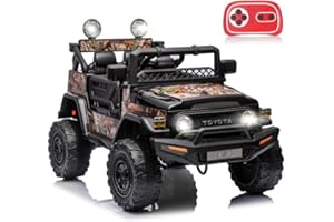 LIUFASHI Toyota 12V Voiture électrique pour Enfants avec 2,4G Télécommande,2 Places Véhicules électriques Jouets, Double Portes Ouvertes, Musique, USB, Mp3, pour Garçons Filles-Noir