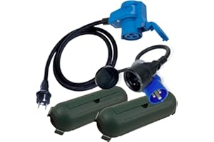 IntuiFlex Adattatore CEE con spina ad angolo e scatola di protezione 1,5/0,3m - con presa Schuko - per campeggio, barche, camper e caravan - H07RN-F 3 x 2,5 mm² 230 V 16 A IP44 adattatore campeggio