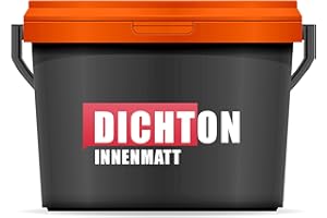 DICHTON Matte Innenwandfarbe 10l weiß - Wand- und Deckenfarbe, Innendispersion Wandfarbe ökologisch, waschbeständig, tropf- & spritzfrei, hohe Deckkraft, lösemittelfrei - InnenMatt D.70W