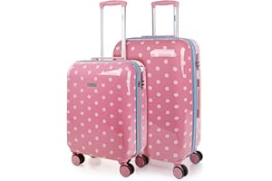 SKPAT - Set Valigia Media e Valigia Bagaglio a Mano. Set Valigie Rigide per Viaggi Aereo - Set Trolley Valigia Rigida - Set Valigie Rigide con Lucchetto, Rosa