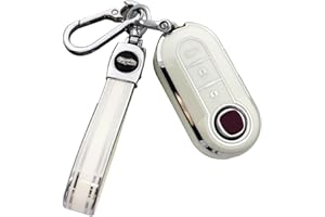 COUDUAN Car Key Fob Cover Case Shell Fit For Fiat 500, Buttons Flip Folding Key Case Shel,Car Key Fob Cover For Fiat 500 500l Brava Bravo(White Silver)