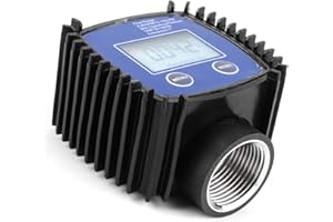 JECTSE Débitmètre numérique, 5-120 L/Min, débitmètre à turbine de 1 pouce avec affichage LCD, débitmètre de carburant avec une précision de 1% pour les liquides chimiques