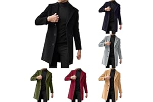 POIUIYQA Abrigo De Lana CáLido Para Hombre, Abrigo De Invierno, Chaqueta De Hombre, Abrigo Largo, Corte Ajustado, Abrigo De Lana, Abrigo De Entretiempo, Gabardina De Invierno, Chaqueta Larga Para El