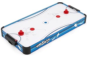 COSTWAY Table de Hockey à Air avec Ventilateur 12V & Pointage Manuel Coulissant, Table de Jeu Compact avec 2 Palets & 2 Poussoirs, Air Hockey pour Adultes Enfants pour Salle de Jeux Bureau