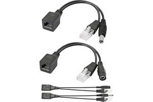 AYMBH PoE Adapter Injector & Splitter Kit, Passive, Ethernet 5V 12V 24V 48V, RJ45 for Surveillance Cameras, VoIP Phones, CCTV IP Cameras, Access Points Power 30W PoE, IEEE802.3af/at Standard (1 Pair)