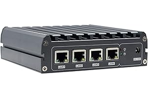 HSIPC Celeron J4125 Quad Core Firewall Micro Appliance, Mini PC, Nano PC, Router PC with onboard 8G RAM 128G SSD, 4 RJ45 2.5GBE AES-NI Compatible with Pfsense OPNsense