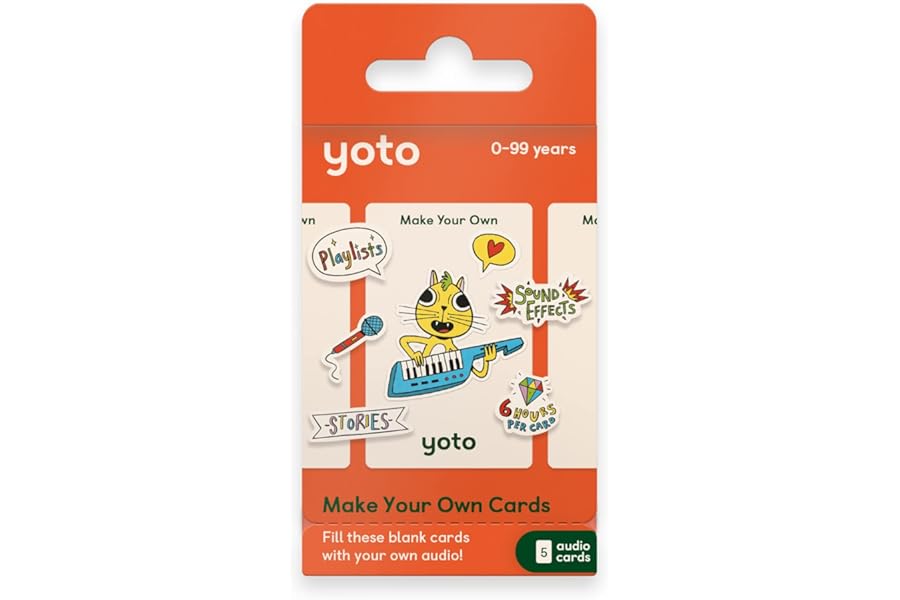 Yoto Make Your Own Cards – 5 Blank Audio Cards for Use with Kids Yoto Player & Mini Bluetooth Speaker, Play Audiobook Stories Music Radio Podcasts Learning Activities, Fun Gift for Children All Ages