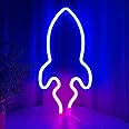 U-HOOME Neon Signs Rocket Led Neon Lights for Wall Decor USB/Battery Powered Led Neon Signs for Bedroom Aesthetic Cool Room Decor,Home,Kids Room,Bar,Festival (Rocket)