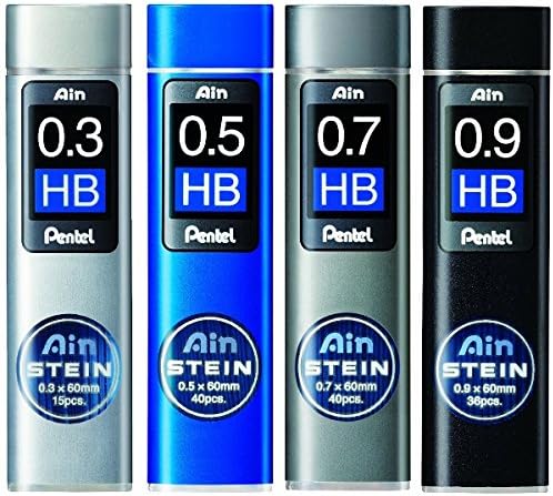 PENTEL Mechanical Pencil and HB Refill Bundle Set / 0.3mm 15 Leads & Pencil Brown , 0.5mm 40 Leads & Pencil , 0.7mm 40 Leads & Pencil Blue , 0.9mm 36 Leads & Pencil Yellow , Original Sticky Notes