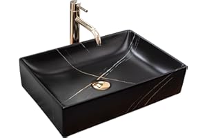 Rea LAVABO SOBRE ENCIMERA Inga Lavabo de baño de mármol negro mate 510 x 345 x 120 mm Cerámica (negro mate)