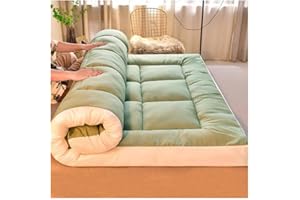 HUMAJORY Floor Mattress Japanese Extra Thick Futon Floor Mattress Futon Mattress Foldable Floor Bed Camping Mattress Futon Mat Traditional Sleeping Mat Extra Thick, Cosy and Warm Mattress(Green,120x200cm)