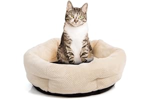 Wallace & Jones | Katzenbett beige Cloey - gemütliches Katzenkörbchen kleine und große Katzen | stylische sechseckige Form, rutschfest | Größe S | ca. 50 x 50 x 15 cm