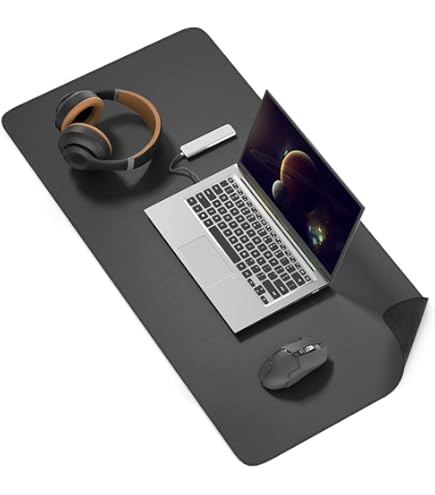 Sous-main De Bureau Double Face, Imperméable, Grand Tapis De Souris Pour Clavier Et Souris, Ordinateur Portable Pour Bureau Ou Maison/décoration, 60 X 35 Cm, Noir + Gris