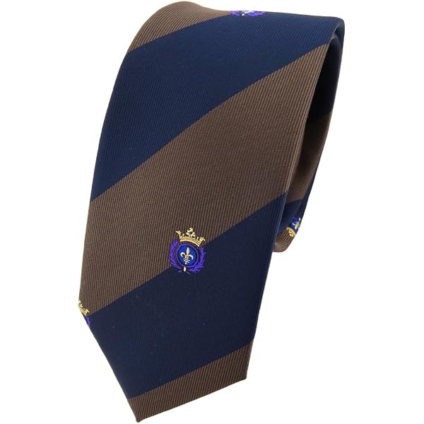 Cravatta Uomo TigerTie In Seta Pura - Strisce Blu, Marrone E Nero - Taglio Classico, Lunghezza 150 Cm - 3