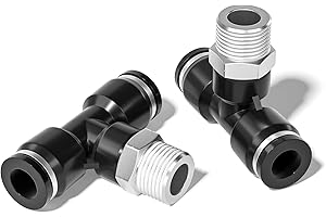 TAILONZ PNEUMATIC Male Branch Tee 8mm Tube OD x 1/4 Inch BSP Thread Push to Connect Fittings PB8-02(Pack of 2)
