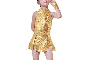 LOLANTA Mädchen Pailletten-Kostüm Hip Hop Dancewear Funkelndes Tanzkleid Gesetzt