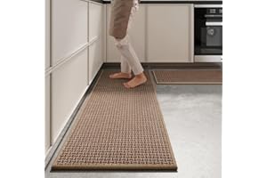 WUMEIJIAJU Kitchen Rugs, 45x120cm Kitchen Mats Non-slip, Washable & Absorbent Runner Carpets for Kitchen, Front of Sink, Entryway, Hallway, Laundry (Brown)